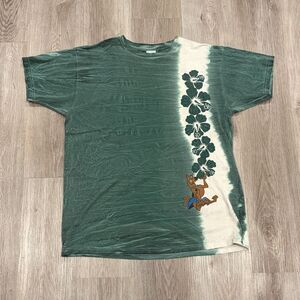 Vintage 90s 00s Scooby Doo Tie Dye Floral Freeze T-Shirt Men's Size XL Green